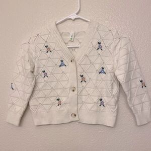 Sela white quilted cardigan Sweater embroidered button front child 6-8